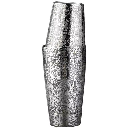 Stainless Steel Boston Shaker Tin with Etched Pattern Cocktail Shaker Martini Shaker Drink Mixer Professional Bartender Kits