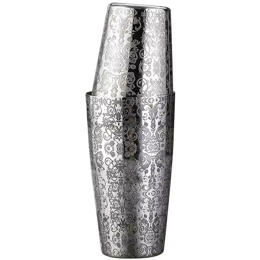 Stainless Steel Boston Shaker Tin with Etched Pattern Cocktail Shaker Martini Shaker Drink Mixer Professional Bartender Kits