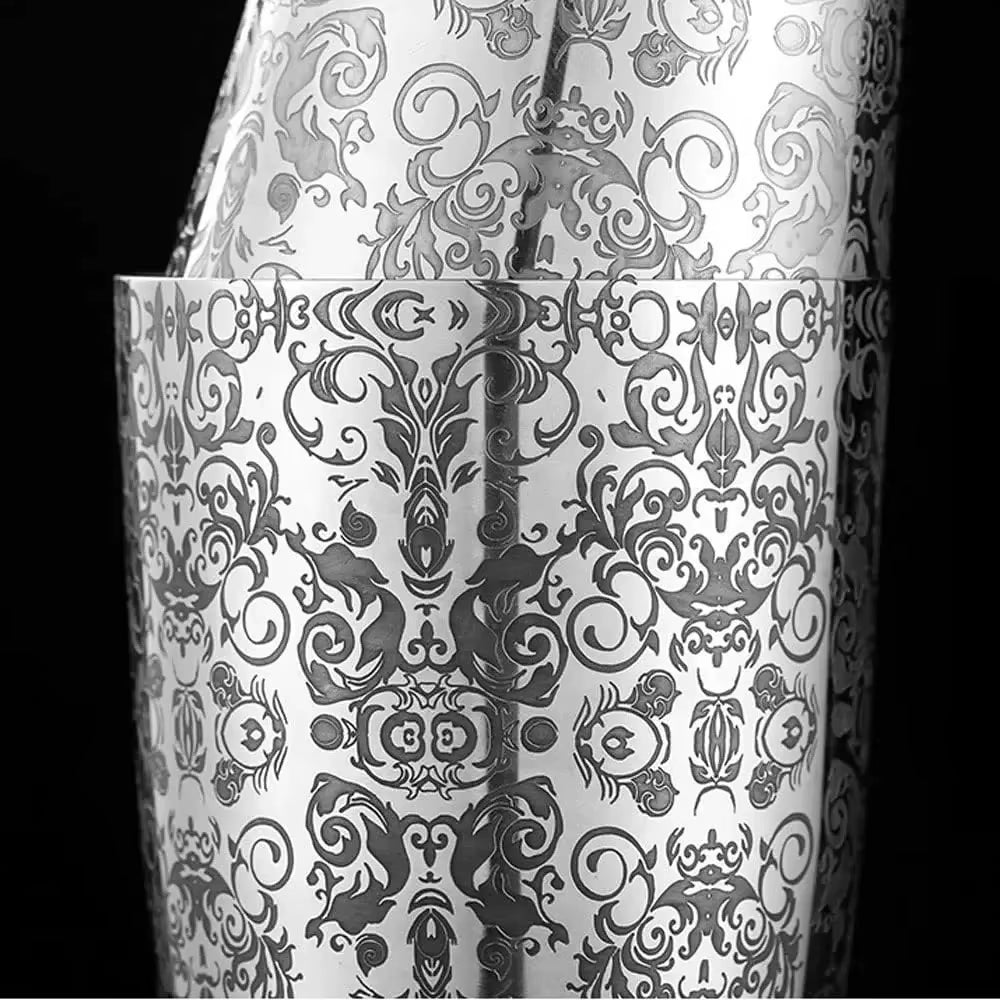 Stainless Steel Boston Shaker Tin with Etched Pattern Cocktail Shaker Martini Shaker Drink Mixer Professional Bartender Kits