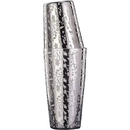 Stainless Steel Boston Shaker Tin with Etched Pattern Cocktail Shaker Martini Shaker Drink Mixer Professional Bartender Kits